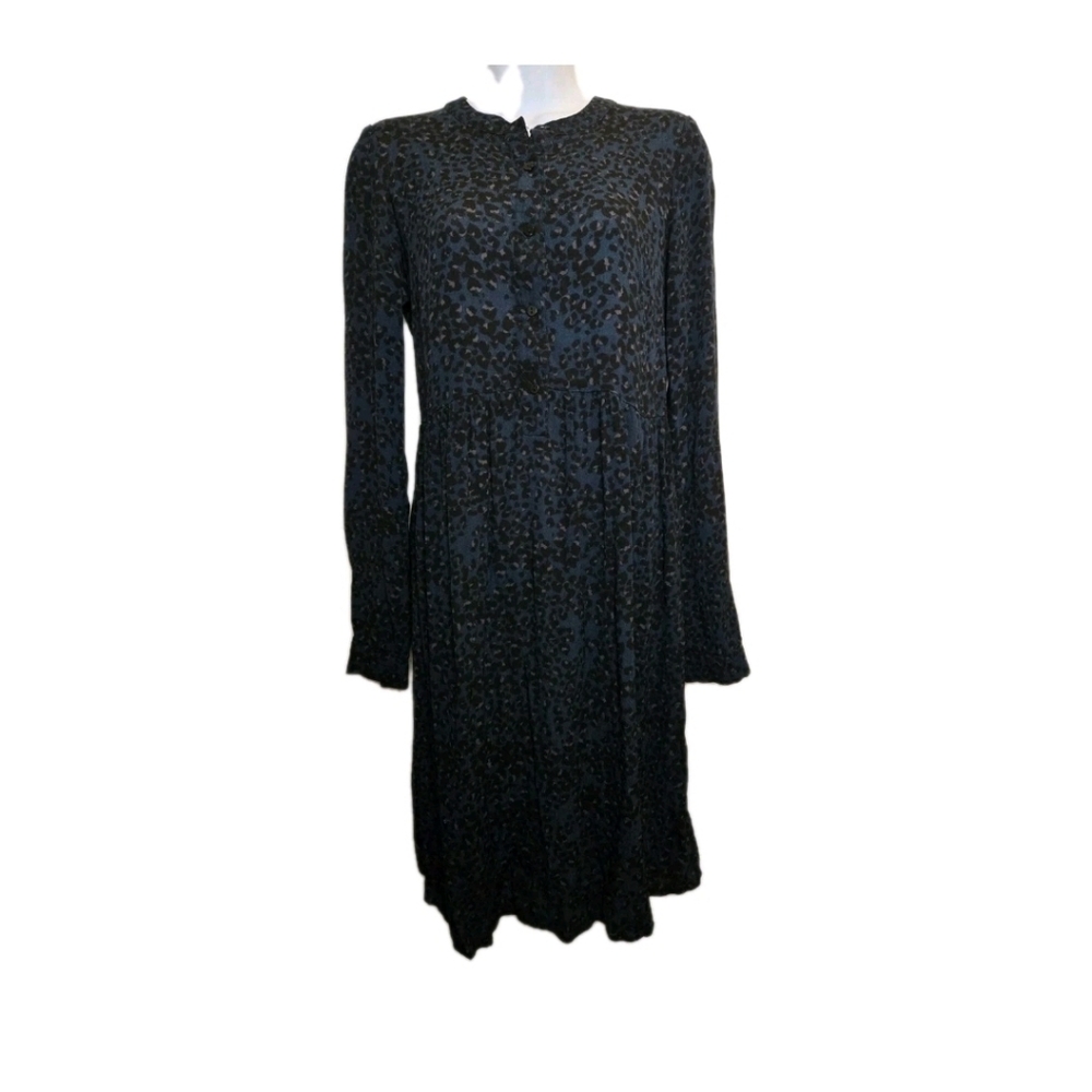 Seraphine Maternity Dress Sz 2 Leopard Print Long Sleeve Button Front Casual